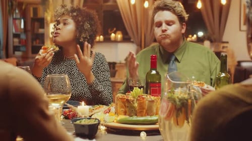 Friends Enjoying Dinner Party at Home