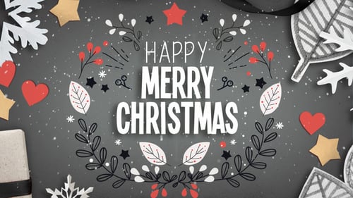 Animated Christmas and New Year Greetings Card with Decorative Elements