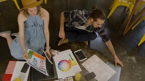 Creative executives working together in office cafeteria 4K 4k