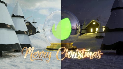 Winter Forest Christmas Night Snow Globe Logo