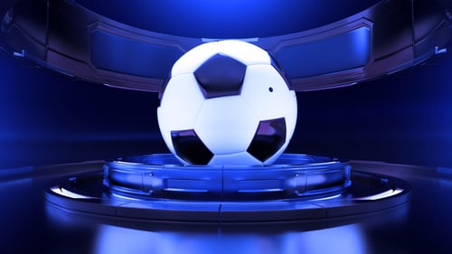 3D Futuristic Soccer Ball Rotating Sports Background
