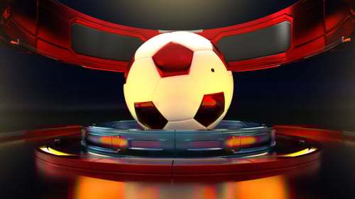 3D Futuristic Soccer Ball Rotation in Digital Arena