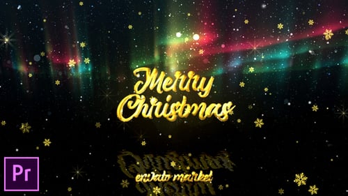 Animated Christmas Greetings with Golden Cursive Text and Particles