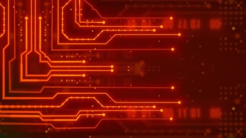 Glowing Digital Circuit Board Network Animation Loop