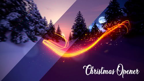 Festive Christmas Opener with Glowing Cursive Text and Particle Effects