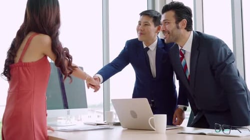 Job Seeker and Manager Handshake in Job Interview