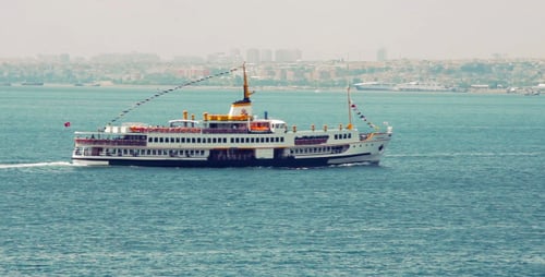 Istanbul Ferry Passing From Left To Right