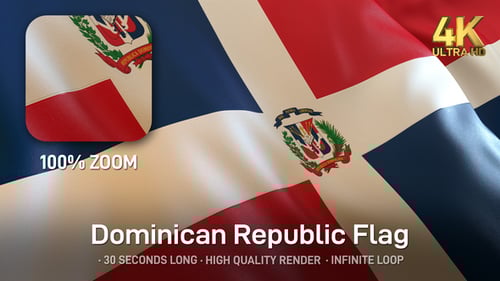 Dominican Republic National Flag Waving Seamless Loop