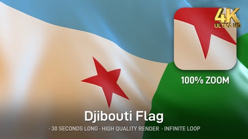 Djibouti National Flag Waving Seamless Loop Animation