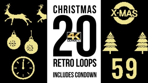 Retro LED Display Christmas and New Year Animated Pack