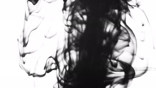 Abstract Black Ink Drop Against White Background