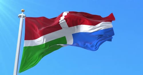 Realistic Waving Flag Against Blue Sky Motion Graphic