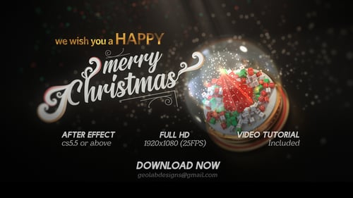 Elegant Christmas Snow Globe Holiday Greeting Animation