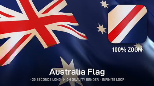 Realistic Australian Flag Waving in the Wind