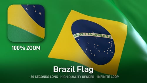 Realistic Brazil Flag Waving Animation for National Projects