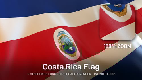 Seamlessly Looping Costa Rica National Flag Waving