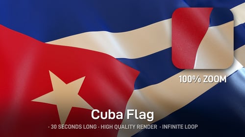 Waving Cuban Flag Realistic Animation Loop Background