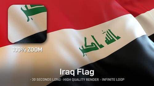 Waving Flag of Iraq Realistic Loop Animation