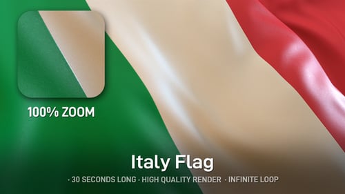 Realistic Waving Italian Flag Loop Animation