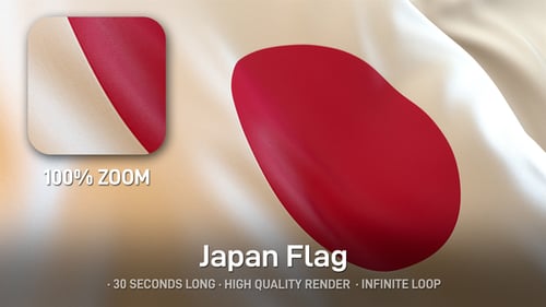 Seamless Loop Japanese Flag Waving Animation