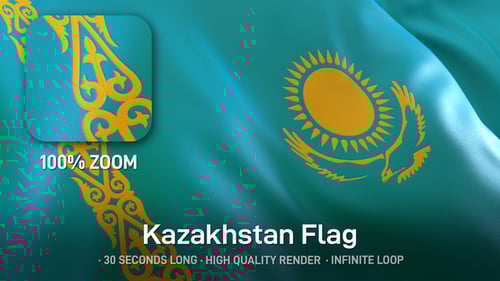 Realistic Waving Kazakhstan Flag Motion Graphic