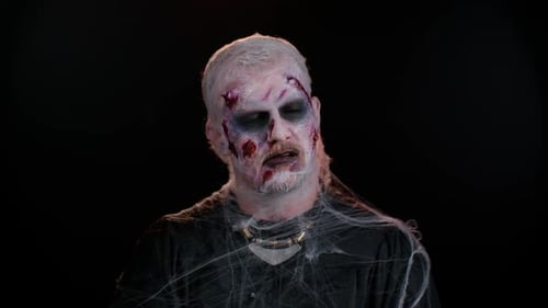 Man with Creepy Zombie Makeup