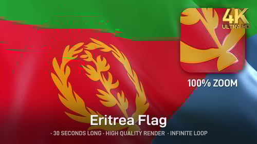 Waving Eritrea National Flag in Realistic Slow Motion Loop