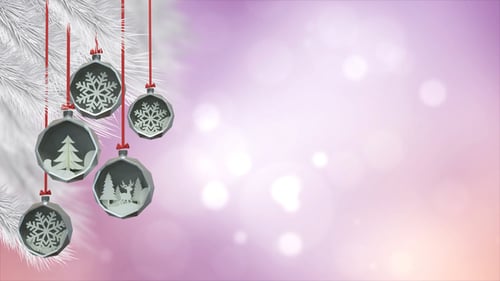 Elegant Christmas Ornaments Snowflakes and Deer Winter Background