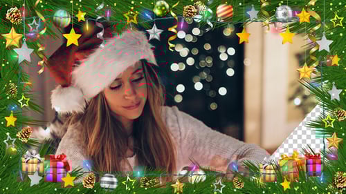 Festive Christmas Border with Ornaments and Gifts