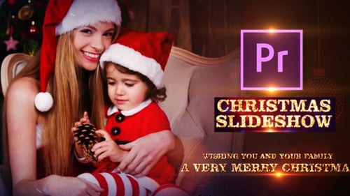 Festive Holiday Slideshow with Golden Glitter Text and Ornaments