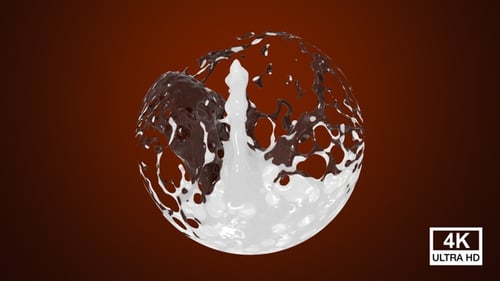 Milk and Chocolate Liquid Splashing Mixing Alpha Channel Animation