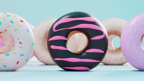 Sweet Animated Donuts Seamless Loop