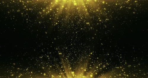 Golden Glittering Particles Light Rays Awards Background Loop