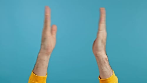 Hands of Man He is Very Glad He Claps Hands Because of Excellent News