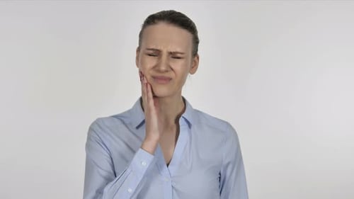 Toothache, Young Businesswoman with Tooth Infection