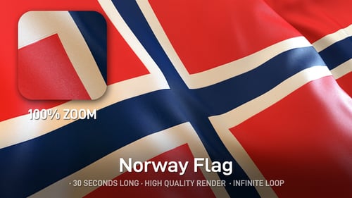 Realistic Waving Flag of Norway in Seamless Loop