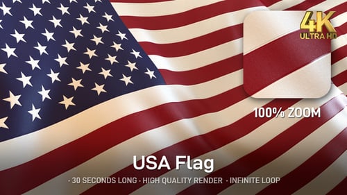 Realistic Waving American Flag Seamless Loop Background