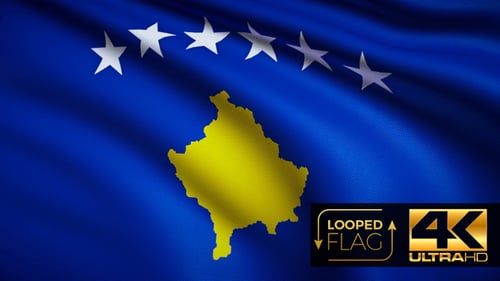 Waving Kosovo Flag Loop Animation