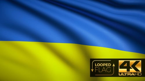 Realistic Waving Ukraine Flag Looped Background Animation