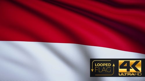 Realistic Looping Red and White Flag Animation Background