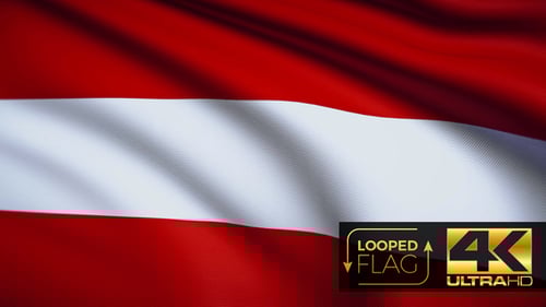 Realistic Waving Red White Red Striped Flag Loop