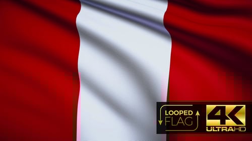 Realistic Peru Flag Waving Seamless Loop Animation