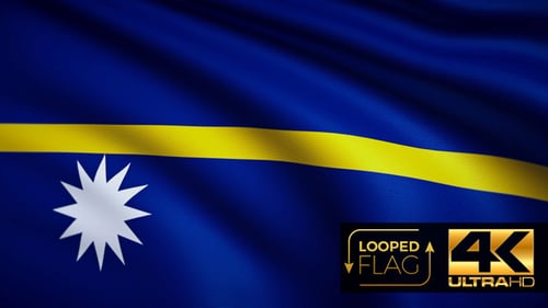 Realistic Nauru Flag Waving Seamless Loop Animation