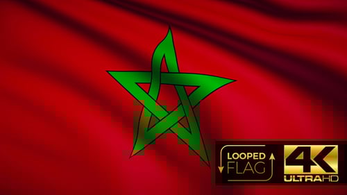 Morocco National Flag Waving Seamless Loop Animation