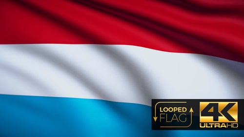 Luxembourg Flag Waving Seamless Loop Motion Background
