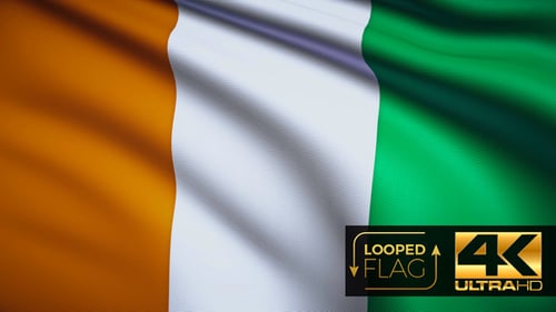 Côte d'Ivoire National Flag Seamlessly Waving Animation