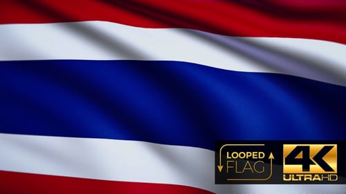 Waving Flag of Thailand Seamless Loop Animation