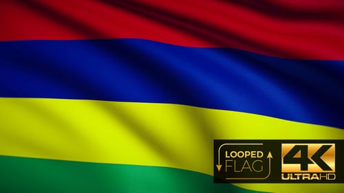 Realistic Mauritius National Flag Waving Loop Animation