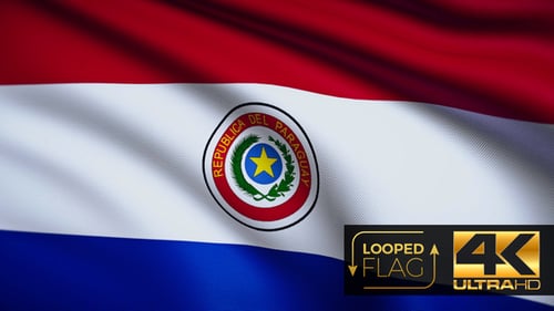 Paraguay National Flag Waving Looped Animation