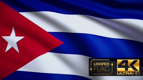 Realistic Waving Cuba Flag Looped Animation 4K